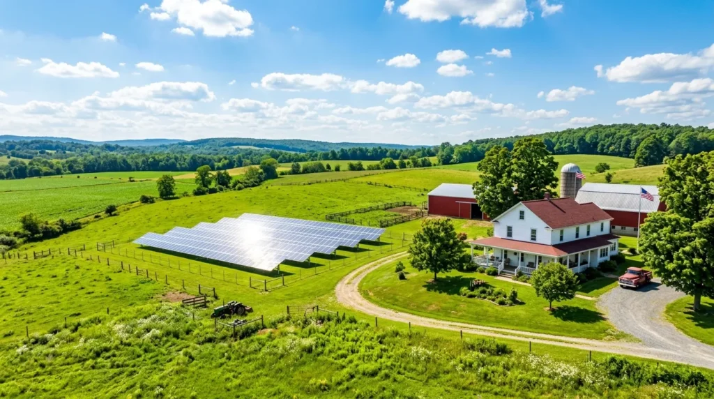 Solar system size calculator — residential rooftop with monocrystalline solar panels in bright sunlight